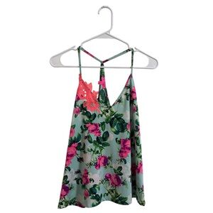 Betsy Johnson Neon Floral Lingerie Tank